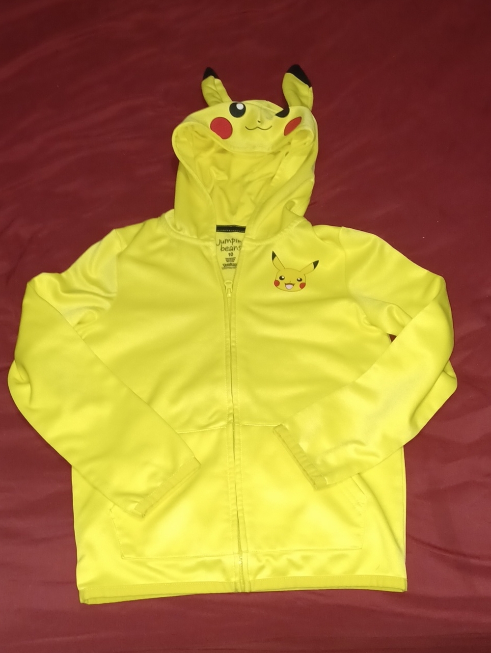 #2 Jumping Beans Pokemon Pikachu Yellow Hoodie Zip-Up Jacket Sweatshirt Size 8